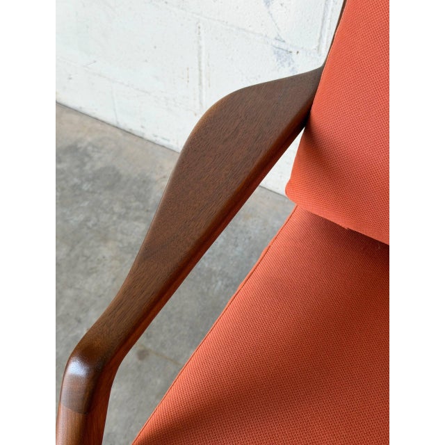 In Style of Ib Kofod-Larsen for Selig Teak Lounge Chair Newly Reupholstered Mid-Century Modern 1960s For Sale - Image 4 of 12