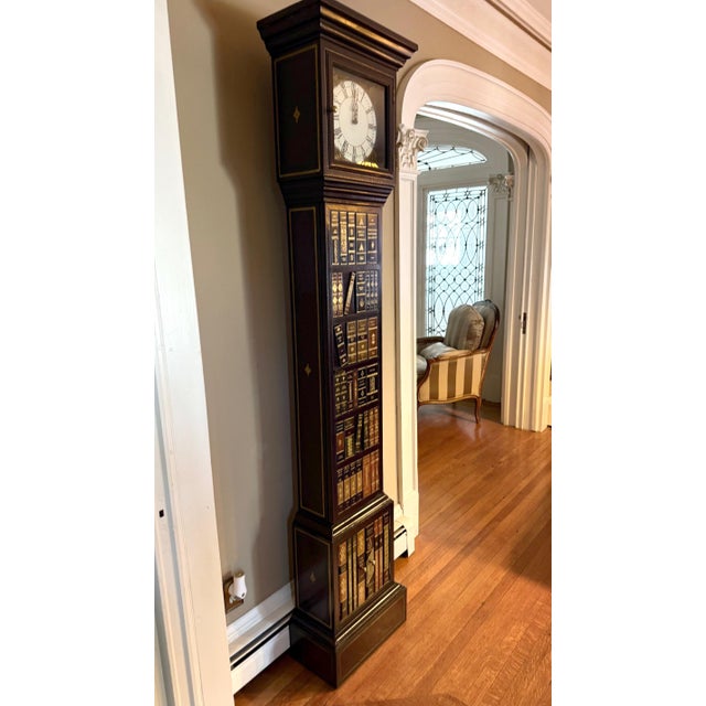 English Late 1990s Maitland-Smith Grandfather Clock With Bookspline Leather Detailing For Sale - Image 3 of 11