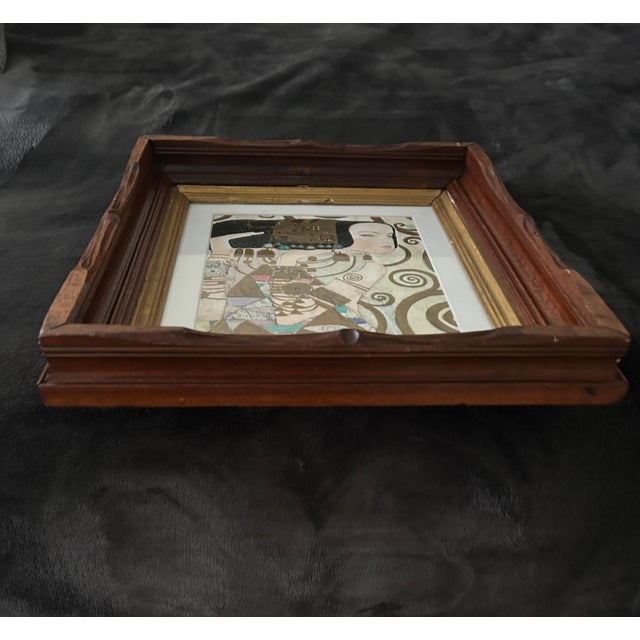 Vintage Dark Wood and Gilt Frame With Gustav Klimt Bookplate, “Fulfilment” For Sale In New York - Image 6 of 8