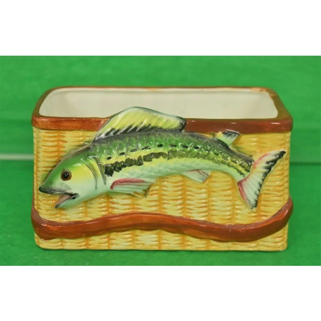 Trout Creel Ceramic Basket For Sale - Image 4 of 4