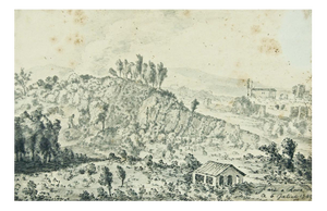 Jan Peeter Verdussen, The Gardens in Rome, Mixed Media on Paper, 1742