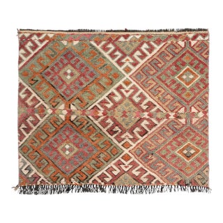 Mini Embroidered Vintage Kilim Rug - 2`0″ X 2`5″ For Sale