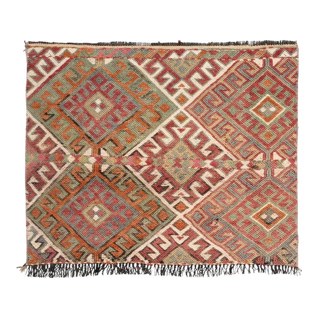 Mini Embroidered Vintage Kilim Rug - 2`0″ X 2`5″ For Sale