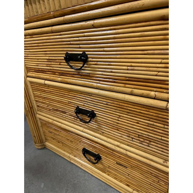 Tan Late 20th Century Pencil Reed Rattan Dresser For Sale - Image 8 of 8