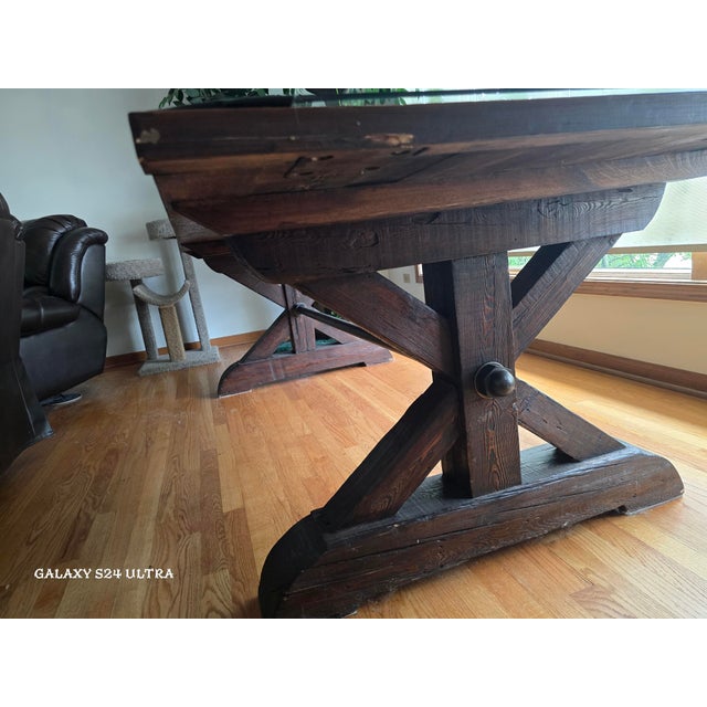 17 Century Like Ironbolt Tressle Rectangular Table. Refurbished. Great looking table, very unique style. With the...