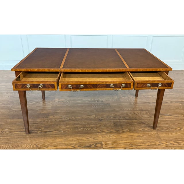 Leighton Hall Furniture Hepplewhite Mahogany Writing Desk by Leighton Hall - Showroom Sample For Sale - Image 4 of 18