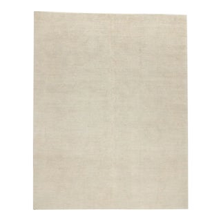 Contemporary Allover Botanical Neutral Pistachio Hand Knotted Rug - 8’2” X 10’2” For Sale