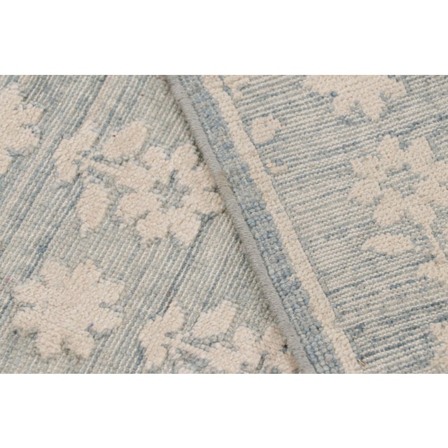 Textile Rug & Kilim’s Modern Block Print Rug in Blue with White Floral Patterns - 5x8 For Sale - Image 7 of 7