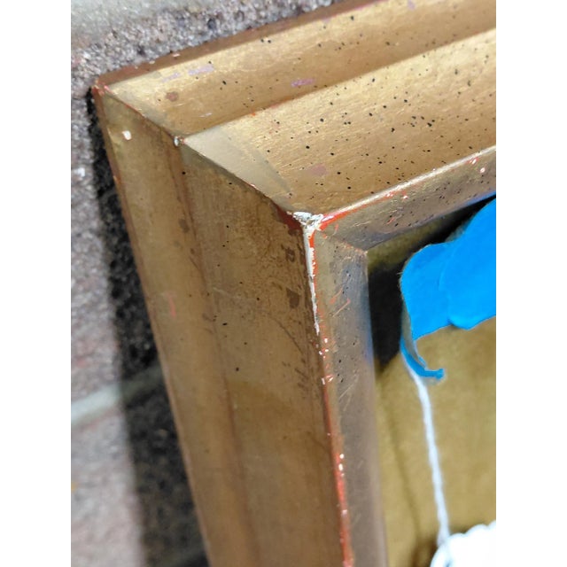 Orange Framed Signed J. Akston "Untitled, 1974" Mixed Media Collage For Sale - Image 8 of 10