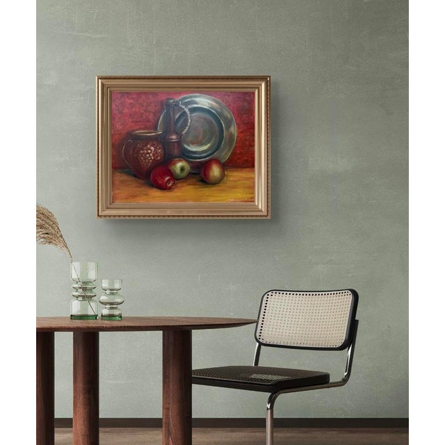2020s Kateryna Perederiy Still Life Apple Original Painting Acrylic on Canvas For Sale - Image 5 of 9
