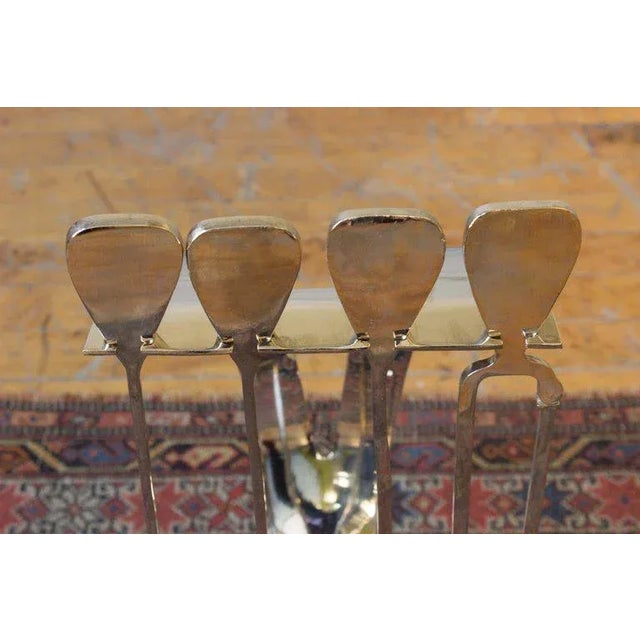 Metal Set of French 1960s Nickel-Plated Fireplace Tools For Sale - Image 7 of 9
