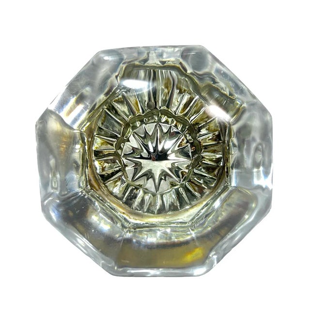 1920s Early 1900s American Glass Knobs With Cast Brass Rosettes - A Pair For Sale - Image 5 of 8