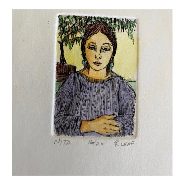 Late 20th Century Ruth Leaf Signed Limited Edition Etching "Nita" 5/20 - 9.5" x 8" For Sale