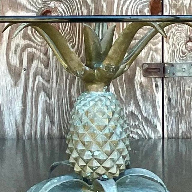 Mid 20th Century Vintage Boho Patinated Brass Pineapple Coffee Table For Sale - Image 11 of 13