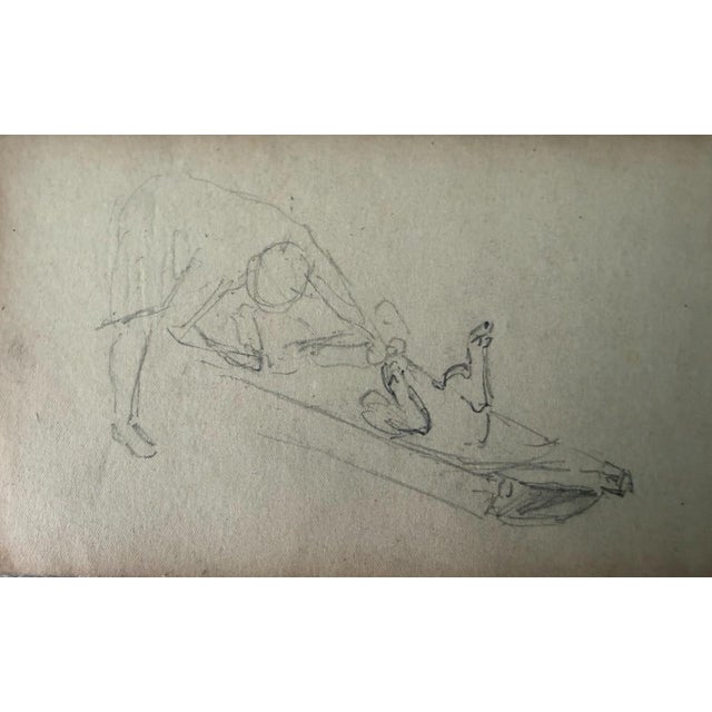 Heinrich Pforr, 4 Drawings on 2 Sheets Home Slaughter of a Pig, Pencil For Sale - Image 10 of 11