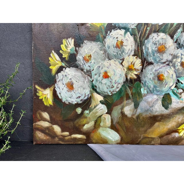 Vintage Still Life Floral Oil Painting For Sale - Image 4 of 11