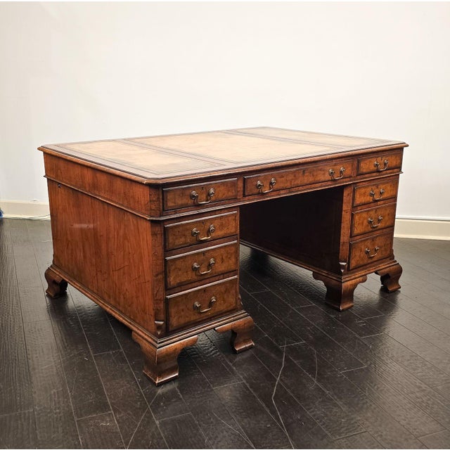Traditional George III Style Partners Desk, England, 19th Century For Sale - Image 3 of 8