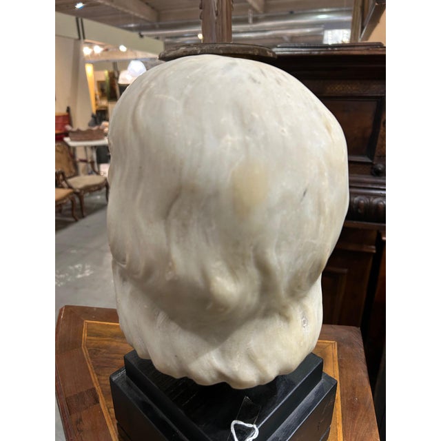 Head of Young Man in White Carrara Marble, Italy, 17th Century For Sale - Image 6 of 7