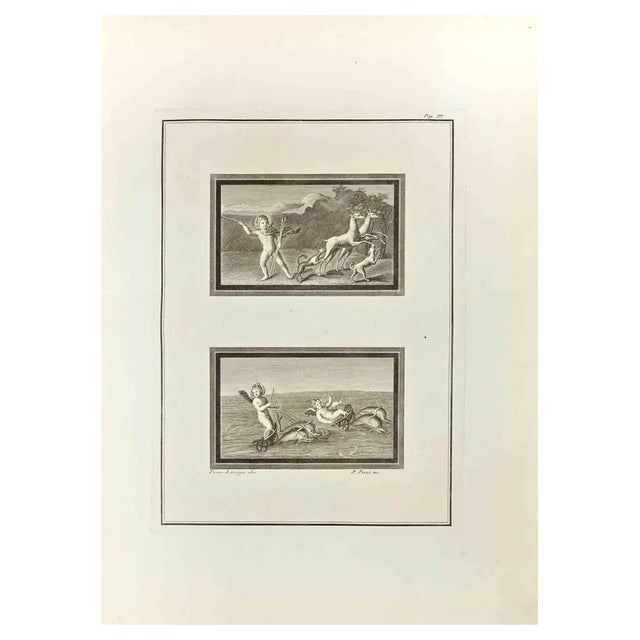 Roccus Pozzi, Hunting Cupid, Etching, 18th Century For Sale