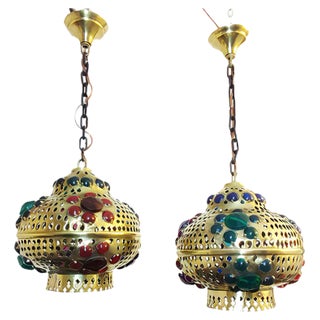 Moroccan Ceiling Lamps, 1970s, Set of 2 For Sale