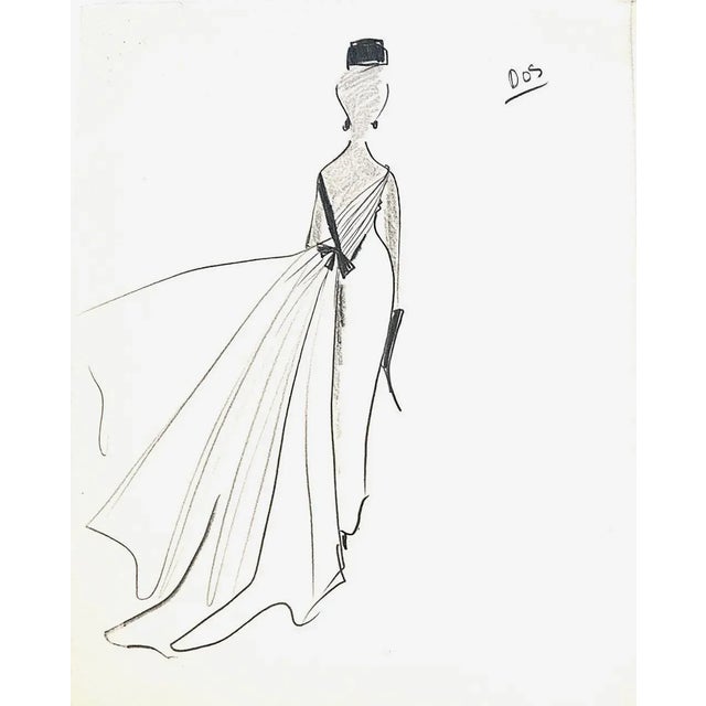 This is a set of 3 original fashion drawings by the famed French haute couturier, Michel Goma, purchased by us in Paris....