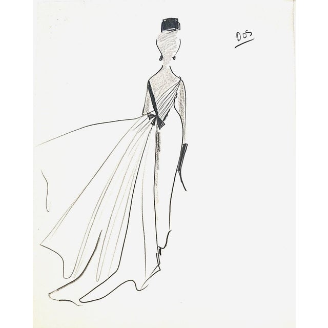 This is a set of 3 original fashion drawings by the famed French haute couturier, Michel Goma, purchased by us in Paris....