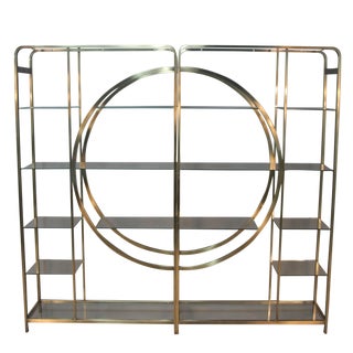 Milo Baughman Geometric Brass Etageres - A Pair For Sale