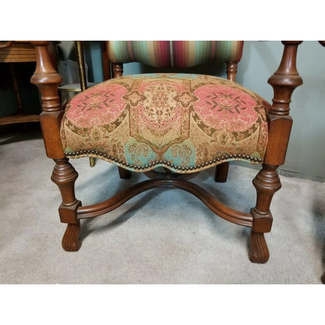 Wood Antique French Louis XIV Style Carved Throne Armchairs - a Pair For Sale - Image 7 of 10