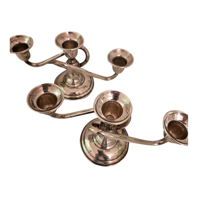 1930s Sterling Triple Candelabra For Sale