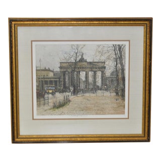 Luigi Kasimir "Brandenburg Gate" Color Etching / Estate Signed For Sale