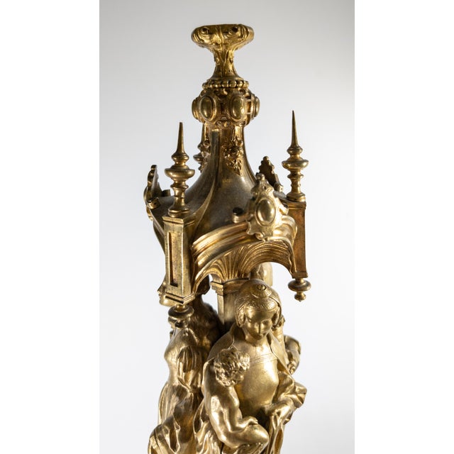 19th Century French Ormolu Gilt Bronze Gothic Revival Candlestick Base For Sale - Image 11 of 18