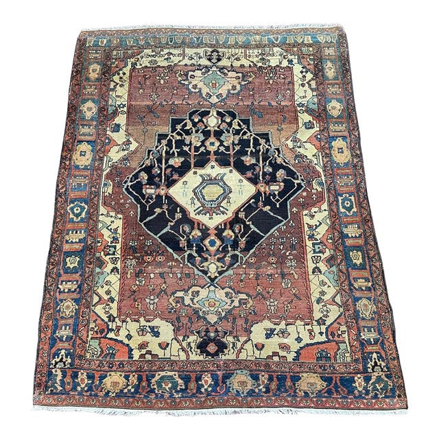 Antique Bahsais Rug – Rare, Intricate Design | 4'6" X 6'3" For Sale