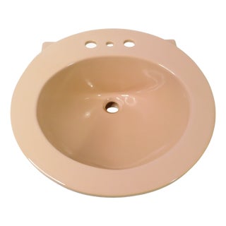 1970s Vintage Crane Vitreous China "Sun Tan" Drop-in Bathroom Sink For Sale