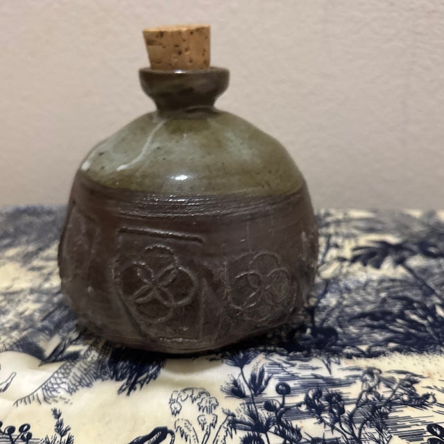 Signed Studio Pottery Jug With Incised Patterning, Decorative Art Pottery Vessel For Sale In New Orleans - Image 6 of 6