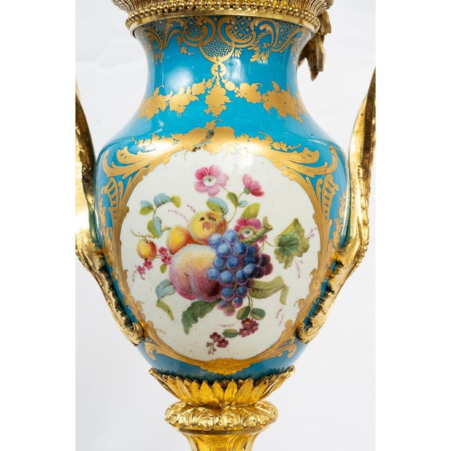 Antique 19th Century Napoleon III Clock in Gilded bronze and Sèvres Porcelain, France For Sale - Image 11 of 12