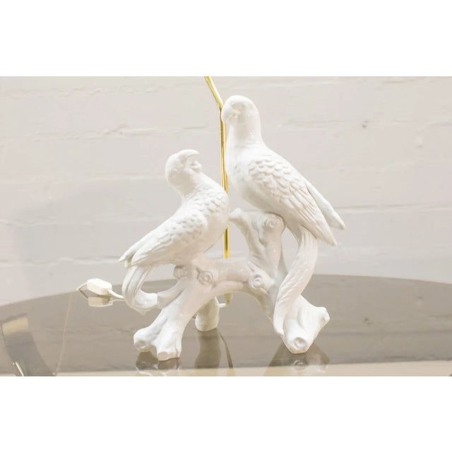 White Ceramic Table Lamp with 2 Parrots, 1960s For Sale - Image 6 of 11
