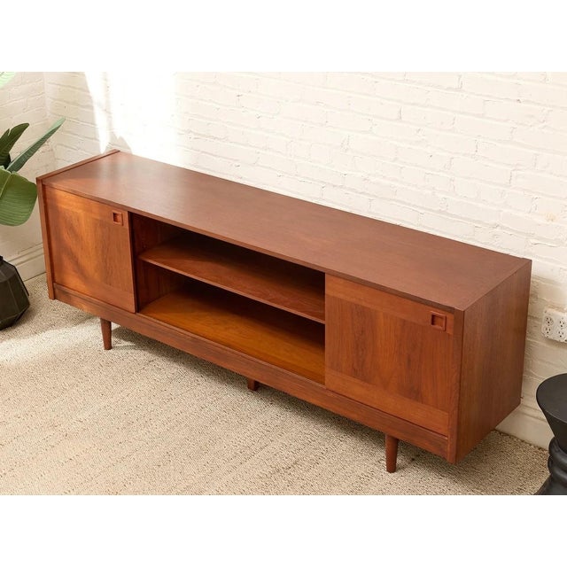 Vintage Teak Credenza With Two Sliding Doors For Sale - Image 4 of 12