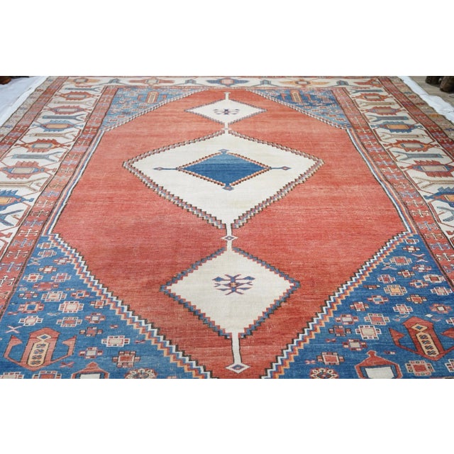Burnt Orange Antique Bakshayesh Rug 10'4'' X 14'11'' For Sale - Image 8 of 11
