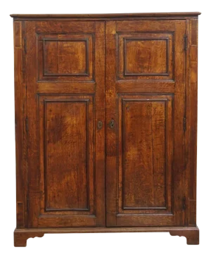 Antique English 2-Door Cupboard with Intarsia Marquetry, 18th Century