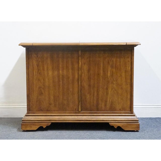 Stanley Furniture Walnut Italian Mediterranean Style 62" Flip Top Server Buffet For Sale - Image 17 of 18