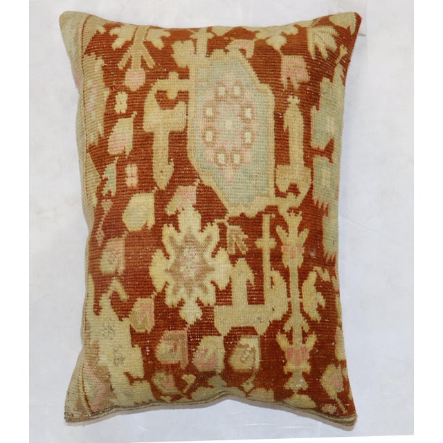 Contemporary Antique Indian Agra Rug Pillow For Sale - Image 3 of 5