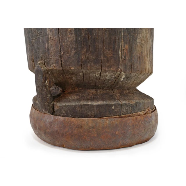 1920s Old India Wood Pestle Pot For Sale - Image 4 of 6