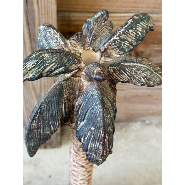 Traditional Pair of Sculptural Metal Palm Tree Candleholders by Justin Sculpture For Sale - Image 3 of 12