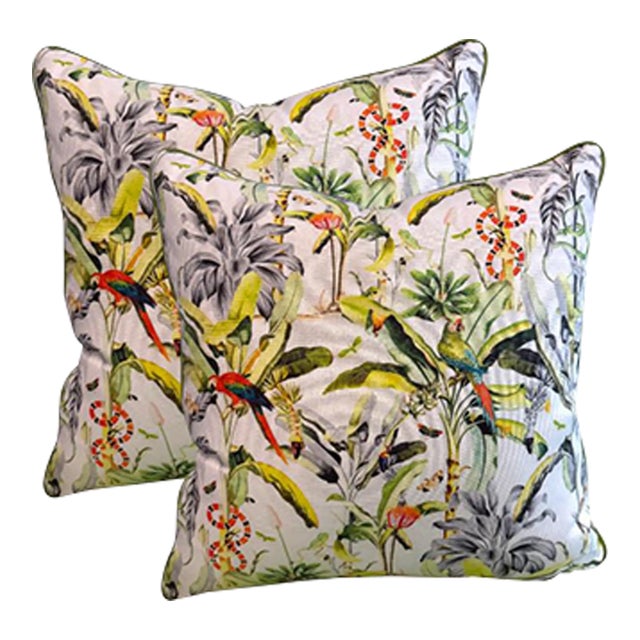 Pair 22'' Multi Color Parrot Pillows For Sale