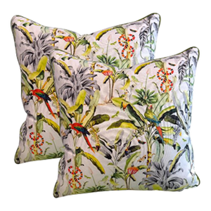 Pair 22'' Multi Color Parrot Pillows