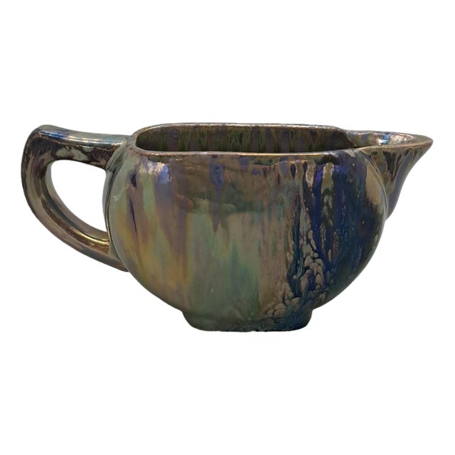 Art Deco Iridescent Jug with Lustre Drip Glaze from Rambervillers, 1920s For Sale