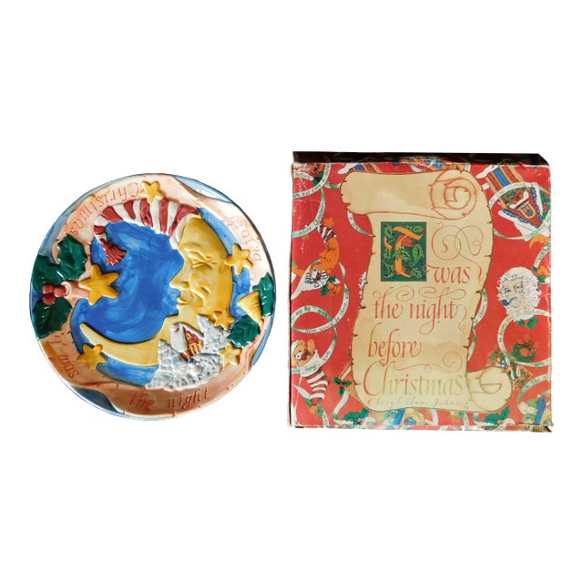 Twas the Night Before Christmas Ceramic Holiday Platter in Original Box For Sale