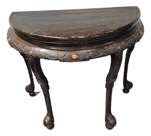 Chinese Mahogany Demilune Table