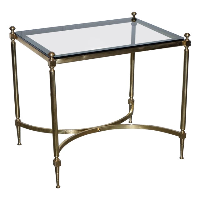 Hollywood Regency French Brass & Smoked Glass Coffee Table, 1960s For Sale