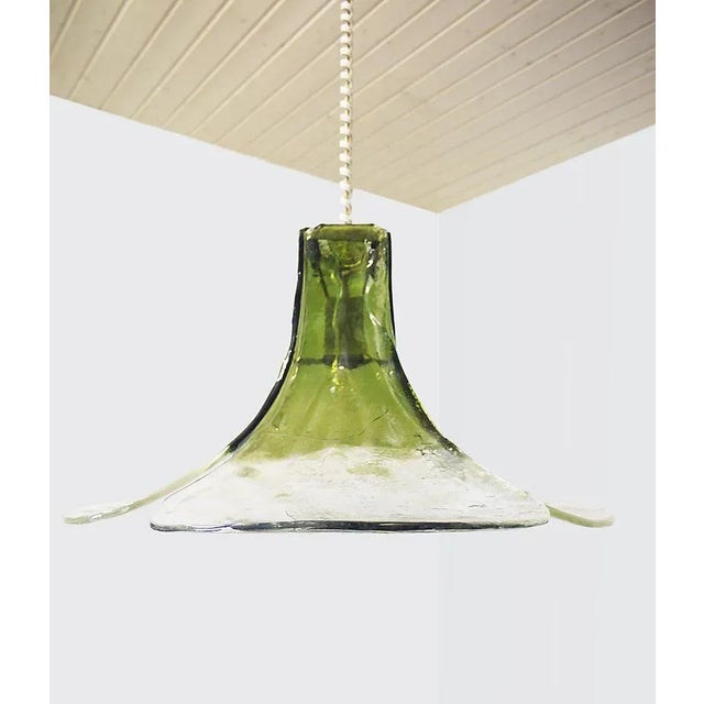 Tulip Pendant Lamp in Green and Clear Murano Glass by Carlo Nason for Mazzega, Italy, 1960s For Sale - Image 9 of 9